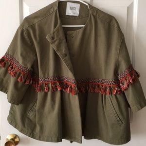 Zara jacket with mini fringe/embroidery